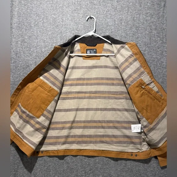 Carhartt Canvas Duck Crawford Detroit Jacket Women XL brown corduroy collar barn - Picture 2 of 15